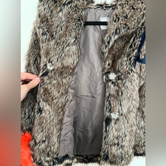 ASOS Faux Fur Jacket with Varsity Stripes - Picture 4 of 5